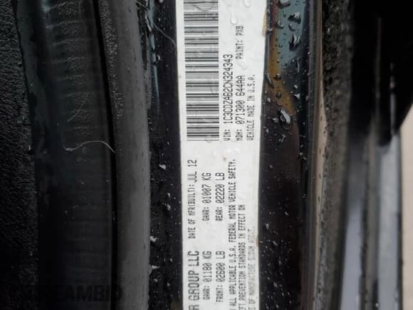 ✅ 2012 Dodge Avenger SE • VIN: 1C3CDZAB2CN324343 • Lot: 85076514. Listed on Copart with 135,502 mi. Free auction sales archive from the USA and detailed vehicle history report at DreamBid. Image 12.