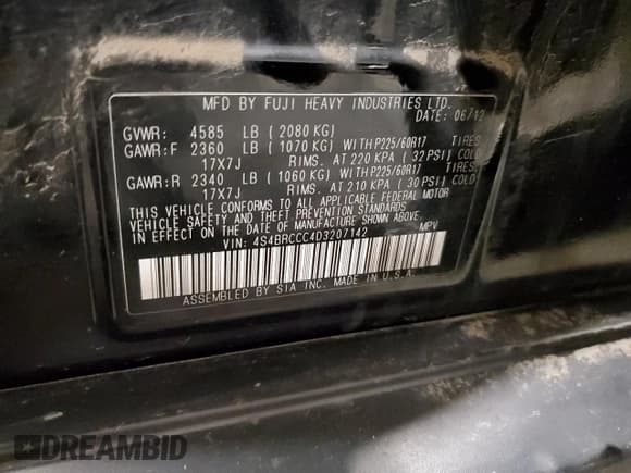 ✅ 2013 Subaru Outback Premium • VIN: 4S4BRCCC4D3207142 • Lot: 56904325. Wystawiony na Copart z przebiegiem 204 388 mil. Bezpłatny archiwum sprzedaży aukcyjnych z USA i szczegółowy raport historii pojazdu na DreamBid. Zdjęcie 13.