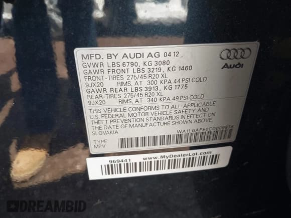 ✅ 2012 Audi Q7 Premium Plus • VIN: WA1LGAFE0CD009838 • Lot: 42258320. Listed on IAAI with 171,050 mi. Free auction sales archive from the USA and detailed vehicle history report at DreamBid. Image 9.
