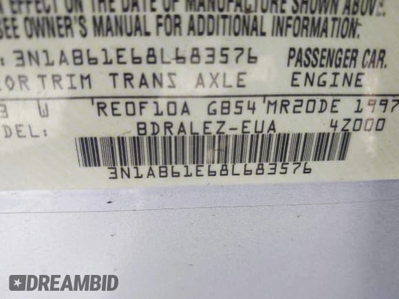 ✅ 2008 Nissan Sentra 2.0 • VIN: 3N1AB61E68L683576 • Lot: 43067249. Listed on IAAI with 86,529 mi. Free auction sales archive from the USA and detailed vehicle history report at DreamBid. Image 9.