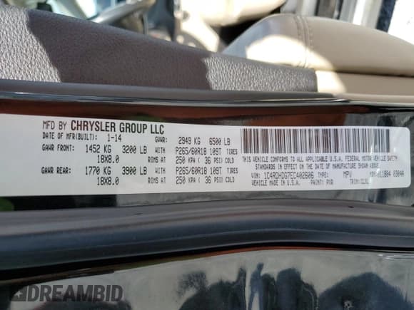 ✅ 2014 Dodge Durango Limited • VIN: 1C4RDHDG7EC402606 • Lot: 87448475. Wystawiony na Copart z przebiegiem 172 257 mil. Bezpłatny archiwum sprzedaży aukcyjnych z USA i szczegółowy raport historii pojazdu na DreamBid. Zdjęcie 13.