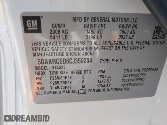 ✅ 2012 Buick Enclave Leather • VIN: 5GAKRCED6CJ359204 • Lot: 43336580. Wystawiony na IAAI z przebiegiem 157 199 mil. Bezpłatny archiwum sprzedaży aukcyjnych z USA i szczegółowy raport historii pojazdu na DreamBid. Zdjęcie 9.