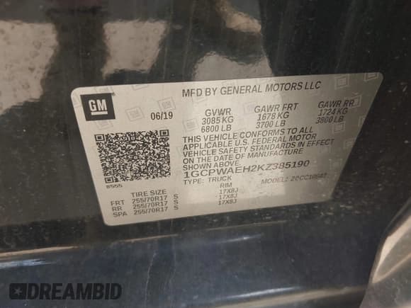 ✅ 2019 Chevrolet Silverado 1500 Work Truck • VIN: 1GCPWAEH2KZ385190 • Lot: 43313249. Wystawiony na IAAI z przebiegiem 105 992 mil. Bezpłatny archiwum sprzedaży aukcyjnych z USA i szczegółowy raport historii pojazdu na DreamBid. Zdjęcie 9.