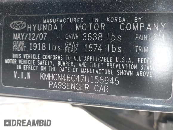 ✅ 2007 Hyundai Accent GLS • VIN: KMHCN46C47U158945 • Лот: 42241643. Опубликован ранее на IAAI с пробегом 64 226 миль. Бесплатный доступ к архиву аукционных продаж из США и подробный отчёт об истории автомобиля на DreamBid. Изображение 9.