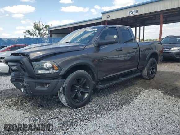 2021 Ram 1500 Warlock z VIN 1C6RR6GGXMS597050, wystawiony jako Copart lot #50567815 z przebiegiem 76 409 mil mil oraz Szkoda całkowita • Salvage title. Historia ofert i sprzedaży dostępna na DreamBid. Obrazek 1.