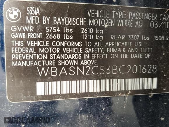 ✅ 2011 BMW 5 Series 535i Gran Turismo • VIN: WBASN2C53BC201628 • Лот: 72281814. Опубликован ранее на Copart с пробегом 125 210 миль. Бесплатный доступ к архиву аукционных продаж из США и подробный отчёт об истории автомобиля на DreamBid. Изображение 12.