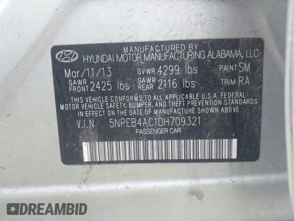 ✅ 2013 Hyundai Sonata GLS • VIN: 5NPEB4AC1DH709321 • Лот: 43574036. Опубликован ранее на IAAI с пробегом 133 170 миль. Бесплатный доступ к архиву аукционных продаж из США и подробный отчёт об истории автомобиля на DreamBid. Изображение 9.