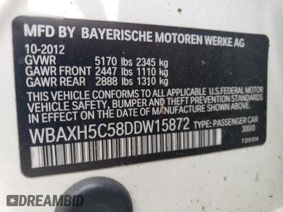 ✅ 2013 BMW 5 Series 528i xDrive • VIN: WBAXH5C58DDW15872 • Lot: 63020755. Wystawiony na Copart z przebiegiem Nie podano. Bezpłatny archiwum sprzedaży aukcyjnych z USA i szczegółowy raport historii pojazdu na DreamBid. Zdjęcie 12.