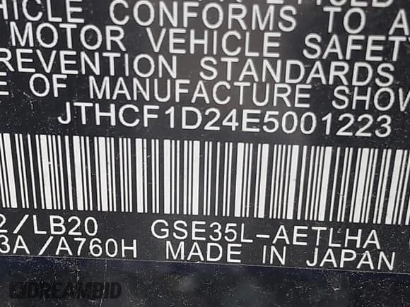 ✅ 2014 Lexus IS 250 • VIN: JTHCF1D24E5001223 • Lot: 41574243. Listed on IAAI with 67,515 mi. Free auction sales archive from the USA and detailed vehicle history report at DreamBid. Image 9.