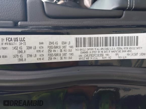 ✅ 2015 Jeep Grand Cherokee Limited • VIN: 1C4RJFBG3FC181958 • Лот: 43195995. Опубликован ранее на IAAI с пробегом 107 321 миль. Бесплатный доступ к архиву аукционных продаж из США и подробный отчёт об истории автомобиля на DreamBid. Изображение 9.