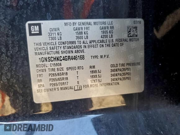 ✅ 2016 Chevrolet Suburban LT • VIN: 1GNSCHKC4GR446168 • Lot: 96157215. Wystawiony na Copart z przebiegiem 111 513 mil. Bezpłatny archiwum sprzedaży aukcyjnych z USA i szczegółowy raport historii pojazdu na DreamBid. Zdjęcie 13.
