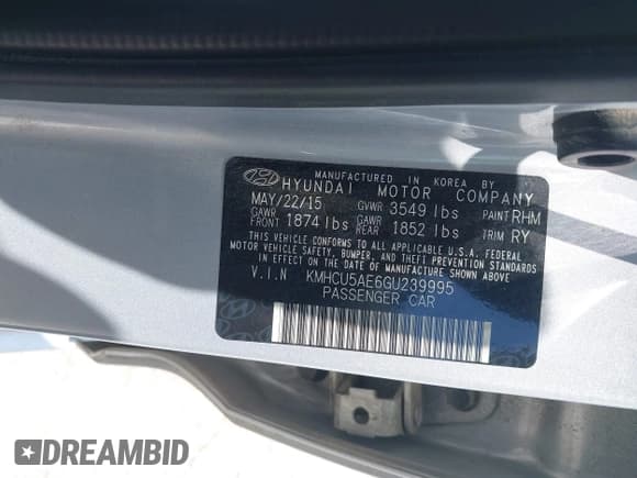 ✅ 2016 Hyundai Accent Sport • VIN: KMHCU5AE6GU239995 • Лот: 42400403. Опубликован ранее на IAAI с пробегом 106 850 миль. Бесплатный доступ к архиву аукционных продаж из США и подробный отчёт об истории автомобиля на DreamBid. Изображение 9.