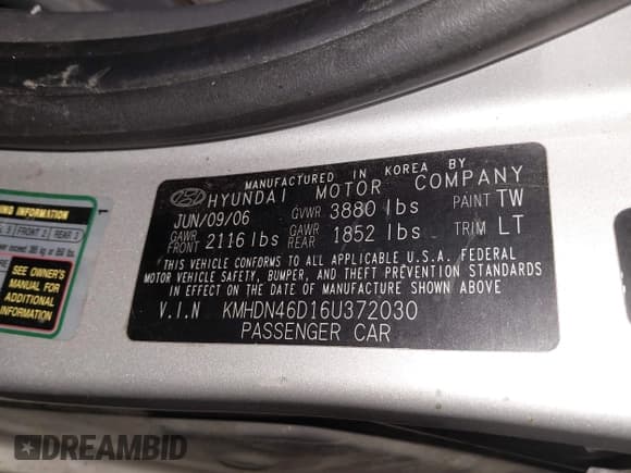 ✅ 2006 Hyundai Elantra GLS • VIN: KMHDN46D16U372030 • Lot: 41357636. Wystawiony na IAAI z przebiegiem 136 468 mil. Bezpłatny archiwum sprzedaży aukcyjnych z USA i szczegółowy raport historii pojazdu na DreamBid. Zdjęcie 9.