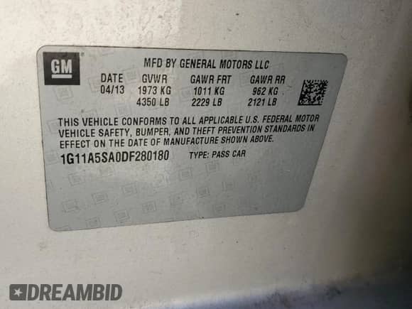✅ 2013 Chevrolet Malibu LS • VIN: 1G11A5SA0DF280180 • Lot: 87459995. Wystawiony na Copart z przebiegiem 184 580 mil mil. Skorzystaj z bezpłatnego archiwum sprzedaży aukcyjnych z USA i zobacz szczegółowy raport historii pojazdu na DreamBid. Zdjęcie 12.