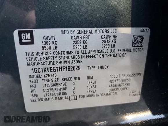 ✅ 2017 Chevrolet Silverado 2500HD LT • VIN: 1GC1KVEG7HF182029 • Lot: 62303215. Listed on Copart with 156,073 mi. Free auction sales archive from the USA and detailed vehicle history report at DreamBid. Image 12.