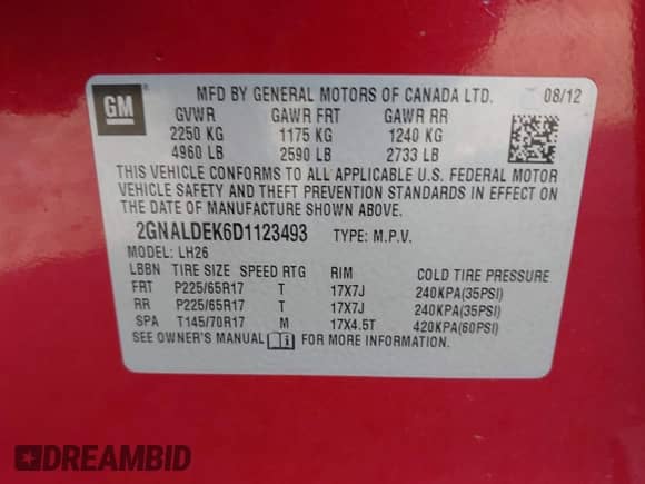 2013 Chevrolet Equinox LT с VIN 2GNALDEK6D1123493, выставлен на аукционе IAAI как лот 43429088 с пробегом 73 294 миль миль и . История ставок и продаж доступна на DreamBid. Изображение 9.