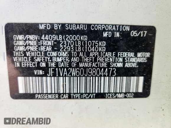 ✅ 2018 Subaru WRX STI Limited • VIN: JF1VA2W60J9804473 • Lot: 86443535. Listed on Copart with 99,050 mi. Free auction sales archive from the USA and detailed vehicle history report at DreamBid. Image 13.