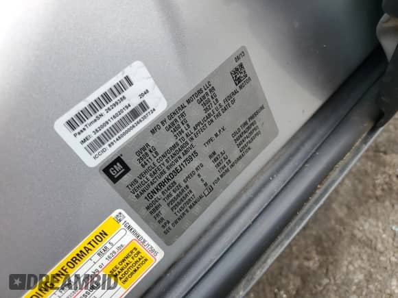 2014 Chevrolet Traverse LT z VIN 1GNKRHKD3EJ175915, wystawiony jako Copart lot #68847145 z przebiegiem 185 805 mil mil oraz Szkoda całkowita • Salvage title. Historia ofert i sprzedaży dostępna na DreamBid. Obrazek 12.