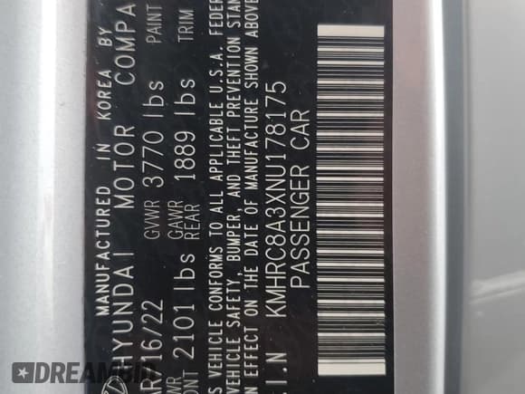 ✅ 2022 Hyundai Venue Limited • VIN: KMHRC8A3XNU178175 • Lot: 49501175. Listed on Copart with 15,114 mi. Free auction sales archive from the USA and detailed vehicle history report at DreamBid. Image 12.