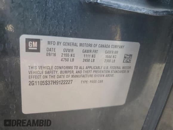 ✅ 2017 Chevrolet Impala LT • VIN: 2G1105S37H9122227 • Лот: 73936894. Опубликован ранее на Copart с пробегом 146 429 миль. Бесплатный доступ к архиву аукционных продаж из США и подробный отчёт об истории автомобиля на DreamBid. Изображение 13.