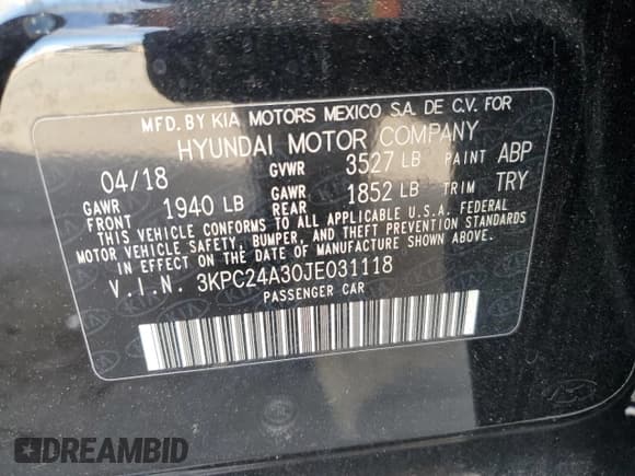 ✅ 2018 Hyundai Accent SE • VIN: 3KPC24A30JE031118 • Лот: 86336784. Опубликован ранее на Copart с пробегом 71 994 миль. Бесплатный доступ к архиву аукционных продаж из США и подробный отчёт об истории автомобиля на DreamBid. Изображение 12.