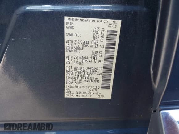 ✅ 2018 Nissan Murano SV • VIN: 5N1AZ2MHXJN177127 • Lot: 43549866. Wystawiony na IAAI z przebiegiem 85 031 mil. Bezpłatny archiwum sprzedaży aukcyjnych z USA i szczegółowy raport historii pojazdu na DreamBid. Zdjęcie 9.