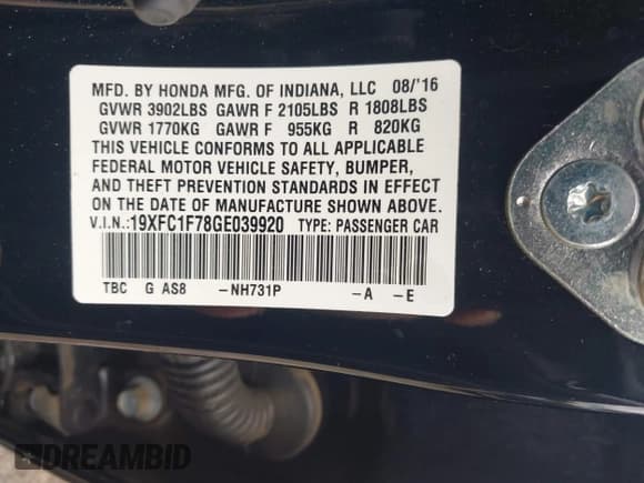 ✅ 2016 Honda Civic EX-L • VIN: 19XFC1F78GE039920 • Lot: 43063632. Wystawiony na IAAI z przebiegiem 95 165 mil. Bezpłatny archiwum sprzedaży aukcyjnych z USA i szczegółowy raport historii pojazdu na DreamBid. Zdjęcie 9.