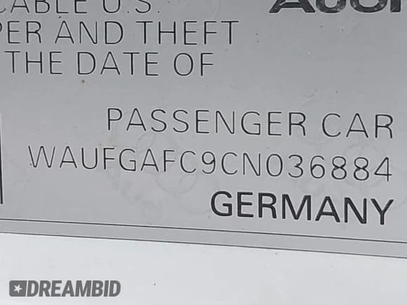 ✅ 2012 Audi A6 Premium • VIN: WAUFGAFC9CN036884 • Лот: 42709396. Опубликован ранее на IAAI с пробегом 160 689 миль. Бесплатный доступ к архиву аукционных продаж из США и подробный отчёт об истории автомобиля на DreamBid. Изображение 9.