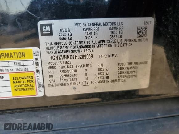 ✅ 2017 Chevrolet Traverse LT • VIN: 1GNKVHKD7HJ289089 • Lot: 80274365. Wystawiony na Copart z przebiegiem 145 682 mil. Bezpłatny archiwum sprzedaży aukcyjnych z USA i szczegółowy raport historii pojazdu na DreamBid. Zdjęcie 14.