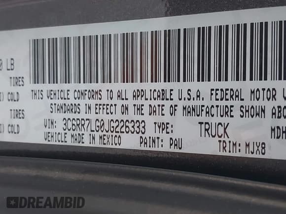 ✅ 2018 Ram 1500 Big Horn • VIN: 3C6RR7LG0JG226333 • Лот: 43456603. Опубликован ранее на IAAI с пробегом 118 920 миль. Бесплатный доступ к архиву аукционных продаж из США и подробный отчёт об истории автомобиля на DreamBid. Изображение 9.