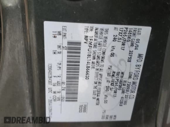 ✅ 2004 Ford Expedition Eddie Bauer • VIN: 1FMFU18L14LB66630 • Lot: 91838305. Listed on Copart with 173,036 mi. Free auction sales archive from the USA and detailed vehicle history report at DreamBid. Image 13.