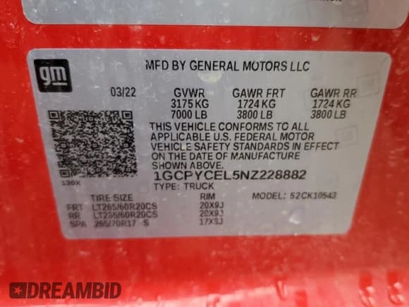 ✅ 2022 Chevrolet Silverado 1500 Custom Trail Boss • VIN: 1GCPYCEL5NZ228882 • Lot: 57828225. Wystawiony na Copart z przebiegiem 43 029 mil. Bezpłatny archiwum sprzedaży aukcyjnych z USA i szczegółowy raport historii pojazdu na DreamBid. Zdjęcie 12.