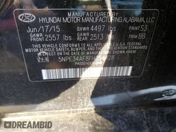 ✅ 2015 Hyundai Sonata Sport • VIN: 5NPE34AF8FH254428 • Лот: 71056382. Опубликован ранее на Copart с пробегом 105 717 миль. Бесплатный доступ к архиву аукционных продаж из США и подробный отчёт об истории автомобиля на DreamBid. Изображение 13.