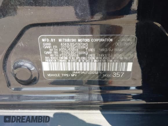 ✅ 2018 Mitsubishi Outlander ES • VIN: JA4AP3AU7JZ025276 • Lot: 42865665. Wystawiony na IAAI z przebiegiem 92 223 mil. Bezpłatny archiwum sprzedaży aukcyjnych z USA i szczegółowy raport historii pojazdu na DreamBid. Zdjęcie 9.