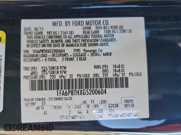 ✅ 2016 Ford Mustang EcoBoost Premium • VIN: 1FA6P8THXG5200604 • Лот: 94670245. Опубликован ранее на Copart с пробегом 70 110 миль. Бесплатный доступ к архиву аукционных продаж из США и подробный отчёт об истории автомобиля на DreamBid. Изображение 13.