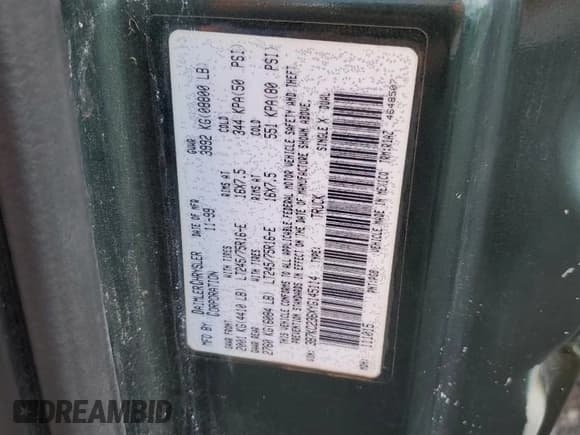 ✅ 2000 Dodge 2500 • VIN: 3B7KC236XYG145114 • Lot: 64314695. Listed on Copart with 154,337 mi. Free auction sales archive from the USA and detailed vehicle history report at DreamBid. Image 12.