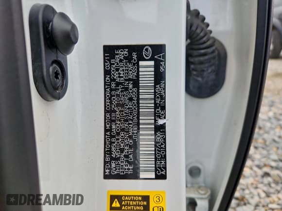 ✅ 2011 Lexus HS 250h • VIN: JTHBB1BAXB2044558 • Lot: 93857285. Listed on Copart with 159,821 mi. Free auction sales archive from the USA and detailed vehicle history report at DreamBid. Image 12.