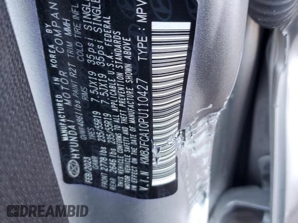 ✅ 2023 Hyundai Tucson SEL Convenience • VIN: KM8JFCA10PU110427 • Lot: 72091565. Wystawiony na Copart z przebiegiem 48 379 mil. Bezpłatny archiwum sprzedaży aukcyjnych z USA i szczegółowy raport historii pojazdu na DreamBid. Zdjęcie 12.