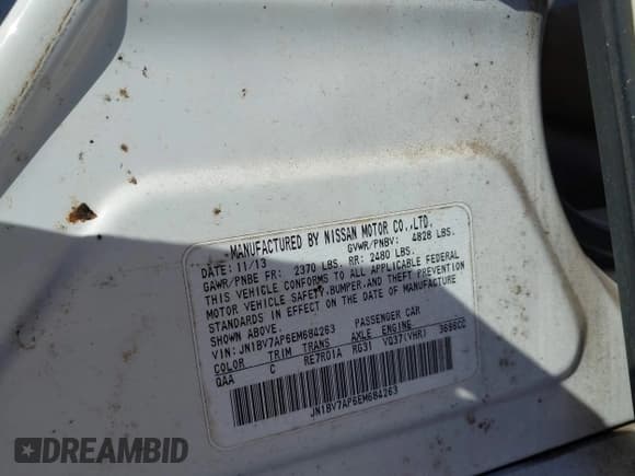 ✅ 2014 Infiniti Q50 Premium • VIN: JN1BV7AP6EM684263 • Lot: 43658446. Listed on IAAI with 123,849 mi. Free auction sales archive from the USA and detailed vehicle history report at DreamBid. Image 9.