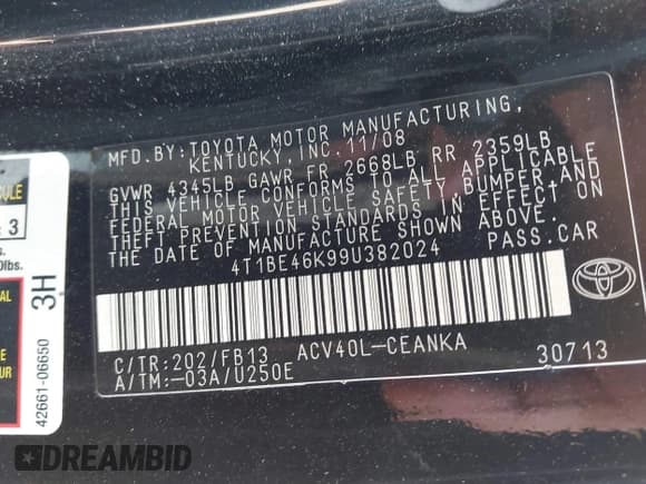 ✅ 2009 Toyota Camry • VIN: 4T1BE46K99U382024 • Лот: 43253579. Опубликован ранее на IAAI с пробегом Не указан. Бесплатный доступ к архиву аукционных продаж из США и подробный отчёт об истории автомобиля на DreamBid. Изображение 9.