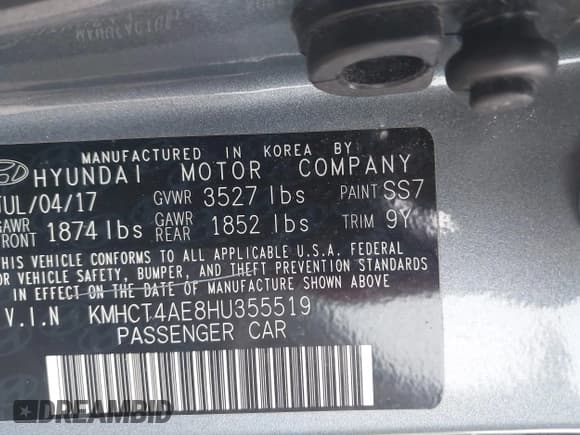 ✅ 2017 Hyundai Accent SE • VIN: KMHCT4AE8HU355519 • Lot: 43554999. Wystawiony na IAAI z przebiegiem 46 660 mil. Bezpłatny archiwum sprzedaży aukcyjnych z USA i szczegółowy raport historii pojazdu na DreamBid. Zdjęcie 9.