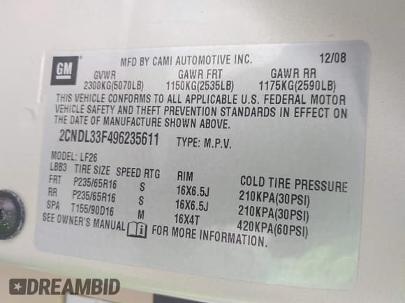 ✅ 2009 Chevrolet Equinox 1LT • VIN: 2CNDL33F496235611 • Лот: 41594284. Опубликован ранее на IAAI с пробегом 75 555 миль. Бесплатный доступ к архиву аукционных продаж из США и подробный отчёт об истории автомобиля на DreamBid. Изображение 9.