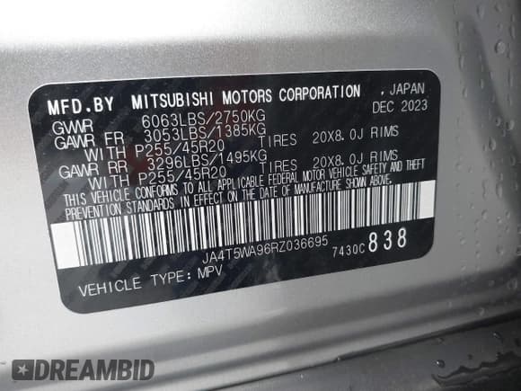 ✅ 2024 Mitsubishi Outlander SEL • VIN: JA4T5WA96RZ036695 • Лот: 42189531. Опубликован ранее на IAAI с пробегом 7 652 миль. Бесплатный доступ к архиву аукционных продаж из США и подробный отчёт об истории автомобиля на DreamBid. Изображение 9.