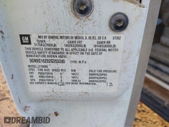 ✅ 2002 Chevrolet Suburban LS • VIN: 3GNEC16Z82G353245 • Лот: 41220885. Опубликован ранее на IAAI с пробегом Не указан. Бесплатный доступ к архиву аукционных продаж из США и подробный отчёт об истории автомобиля на DreamBid. Изображение 9.