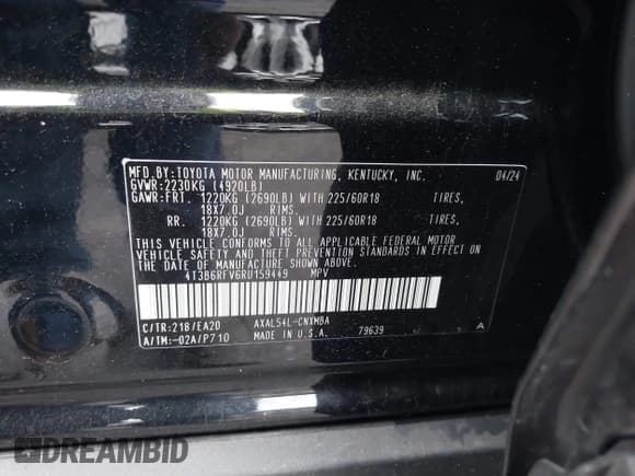 ✅ 2024 Toyota RAV4 Hybrid XLE Premium • VIN: 4T3B6RFV6RU159449 • Lot: 42180580. Wystawiony na IAAI z przebiegiem 17 930 mil. Bezpłatny archiwum sprzedaży aukcyjnych z USA i szczegółowy raport historii pojazdu na DreamBid. Zdjęcie 9.