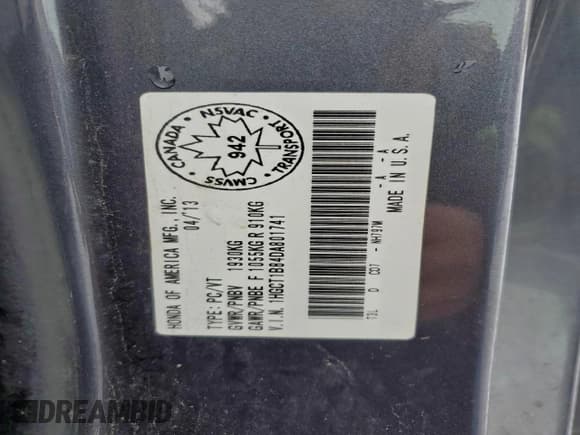 ✅ 2013 Honda Accord EX-L • VIN: 1HGCT1B84DA801741 • Лот: 92931515. Опубликован ранее на Copart с пробегом 203 278 миль. Бесплатный доступ к архиву аукционных продаж из США и подробный отчёт об истории автомобиля на DreamBid. Изображение 13.