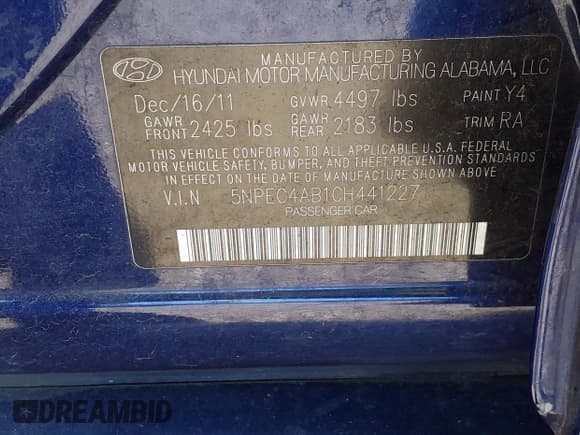 ✅ 2012 Hyundai Sonata SE • VIN: 5NPEC4AB1CH441227 • Lot: 43565069. Wystawiony na IAAI z przebiegiem 180 719 mil. Bezpłatny archiwum sprzedaży aukcyjnych z USA i szczegółowy raport historii pojazdu na DreamBid. Zdjęcie 9.