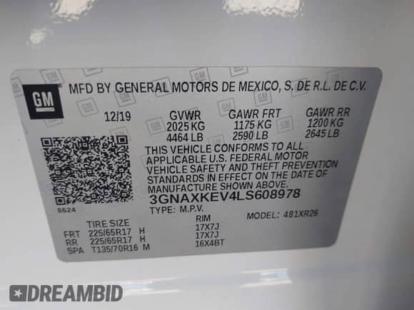 2020 Chevrolet Equinox LT с VIN 3GNAXKEV4LS608978, выставлен на аукционе IAAI как лот 43351752 с пробегом 70 872 миль миль и . История ставок и продаж доступна на DreamBid. Изображение 9.