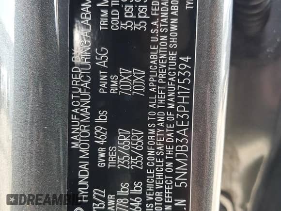 2023 Hyundai Tucson SEL z VIN 5NMJB3AE3PH175394, wystawiony jako Copart lot #85722325 z przebiegiem 53 473 mil mil oraz Szkoda całkowita • Salvage title. Historia ofert i sprzedaży dostępna na DreamBid. Obrazek 13.