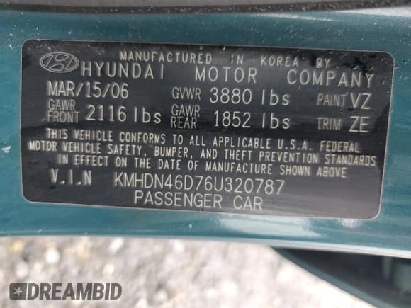 ✅ 2006 Hyundai Elantra GLS • VIN: KMHDN46D76U320787 • Lot: 55865795. Wystawiony na Copart z przebiegiem 167 158 mil. Bezpłatny archiwum sprzedaży aukcyjnych z USA i szczegółowy raport historii pojazdu na DreamBid. Zdjęcie 12.